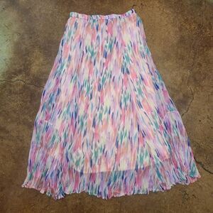 NWT Women's Flint & Moss Long Multicolor Skirt W/ Elastic Waist Size Large